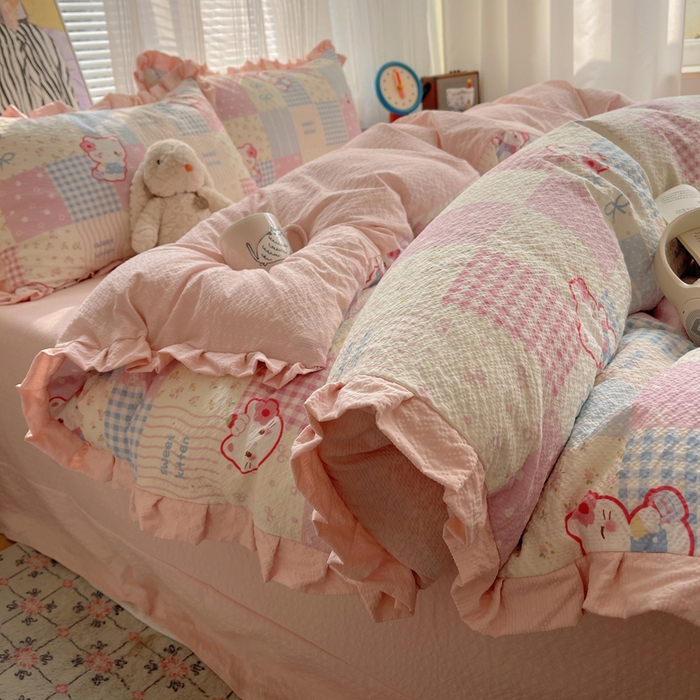 91家纺网 家纺一手货源 找家纺 （总）迪梦姿家纺 2026新款高克重泡芙纱泡泡纱床单款四件套系列