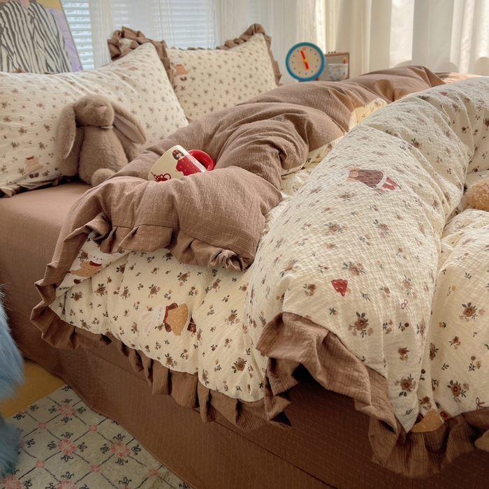 91家纺网 家纺一手货源 找家纺 （总）迪梦姿家纺 2026新款高克重泡芙纱泡泡纱床单款四件套系列