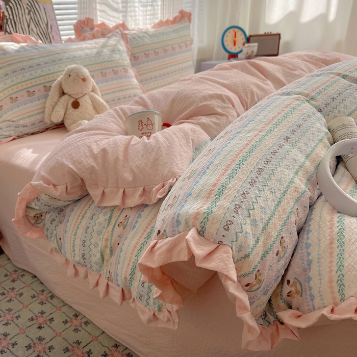 91家纺网 家纺一手货源 找家纺 （总）迪梦姿家纺 2026新款高克重泡芙纱泡泡纱床单款四件套系列