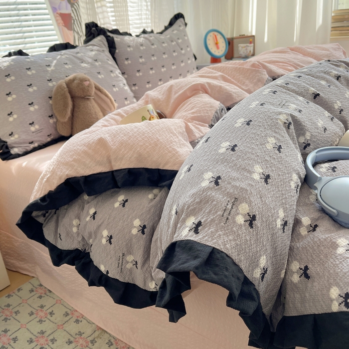 91家纺网 家纺一手货源 找家纺 （总）迪梦姿家纺 2026新款高克重泡芙纱泡泡纱床单款四件套系列