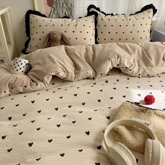 91家纺网 家纺一手货源 找家纺 迪梦姿家纺 2026新款高克重泡芙纱泡泡纱床单款四件套系列 甜心咖絮