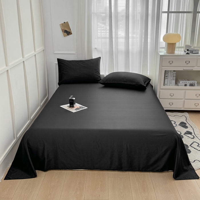乐沐家纺 2026新款春夏纯色水洗冰丝单床单床单单件单品床单 黑