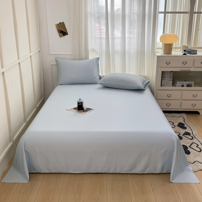 乐沐家纺 2026新款春夏纯色水洗冰丝单床单床单单件单品床单 浅蓝