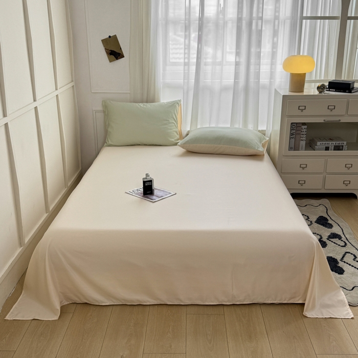 乐沐家纺 2026新款春夏纯色水洗冰丝单床单床单单件单品床单 米黄