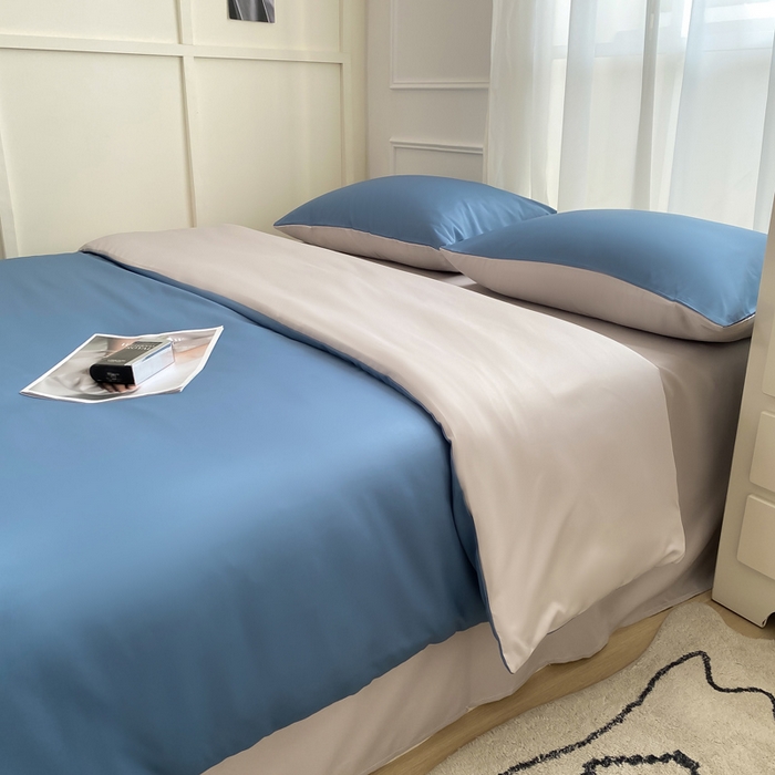 乐沐家纺 2026新款春夏水洗冰丝单被套 宾利蓝