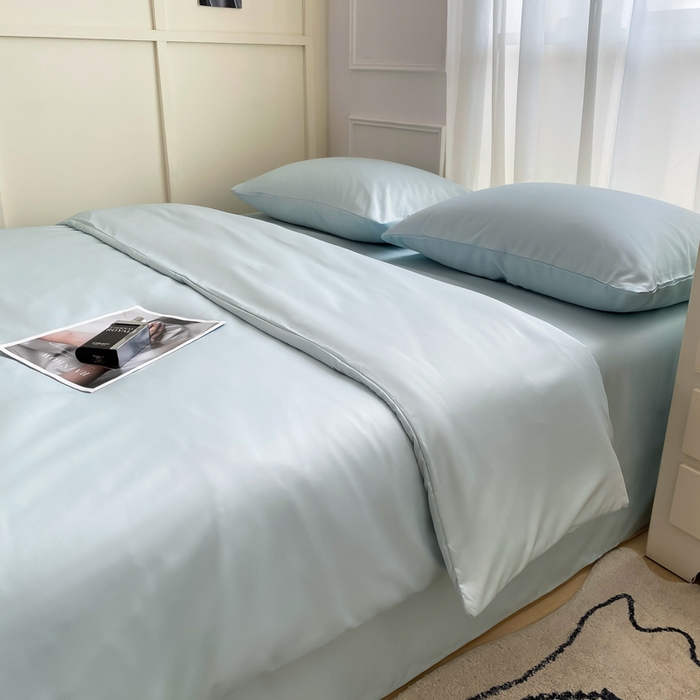 乐沐家纺 2026新款春夏水洗冰丝单被套 绿色