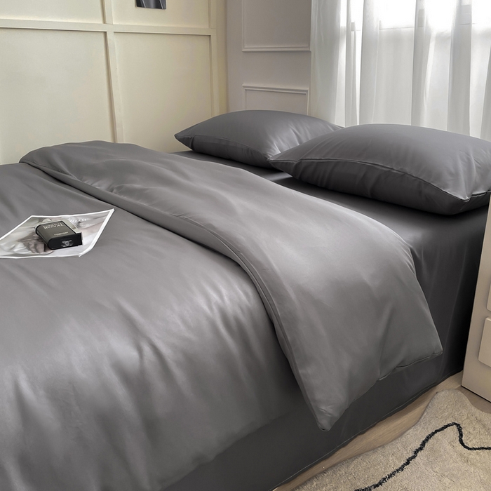 乐沐家纺 2026新款春夏水洗冰丝单被套 高级灰