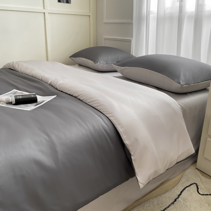 乐沐家纺 2026新款春夏水洗冰丝单被套 烟灰高灰