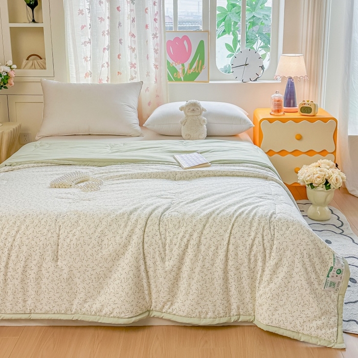 91家纺网 家纺一手货源 找家纺 爱宝被业 2026新款A类水洗棉新疆棉花夏被夏凉被 春风拂面