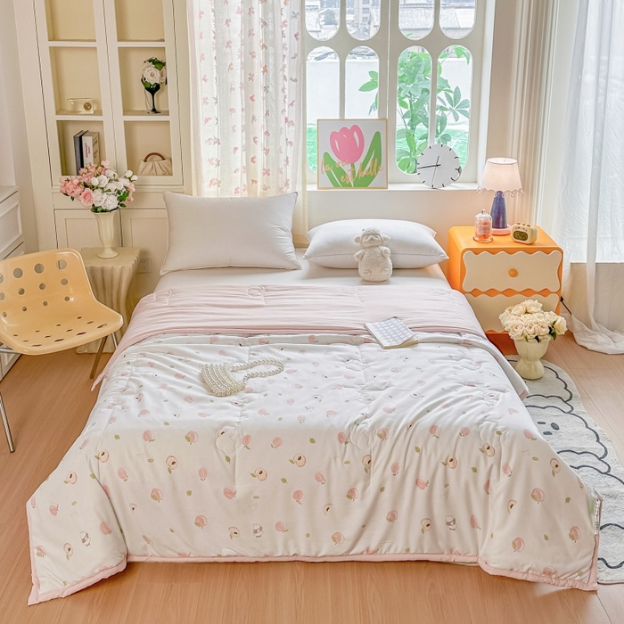 91家纺网 家纺一手货源 找家纺 爱宝被业 2026新款A类水洗棉新疆棉花夏被夏凉被 蜜桃乌龙