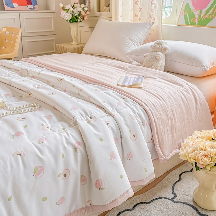 91家纺网 家纺一手货源 找家纺 爱宝被业 2026新款A类水洗棉新疆棉花夏被夏凉被 蜜桃乌龙