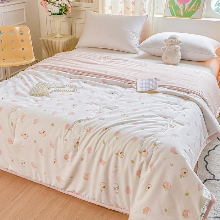 91家纺网 家纺一手货源 找家纺 爱宝被业 2026新款A类水洗棉新疆棉花夏被夏凉被 蜜桃乌龙