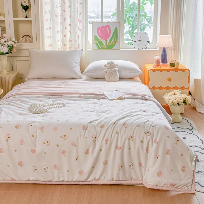 91家纺网 家纺一手货源 找家纺 爱宝被业 2026新款A类水洗棉新疆棉花夏被夏凉被 蜜桃乌龙