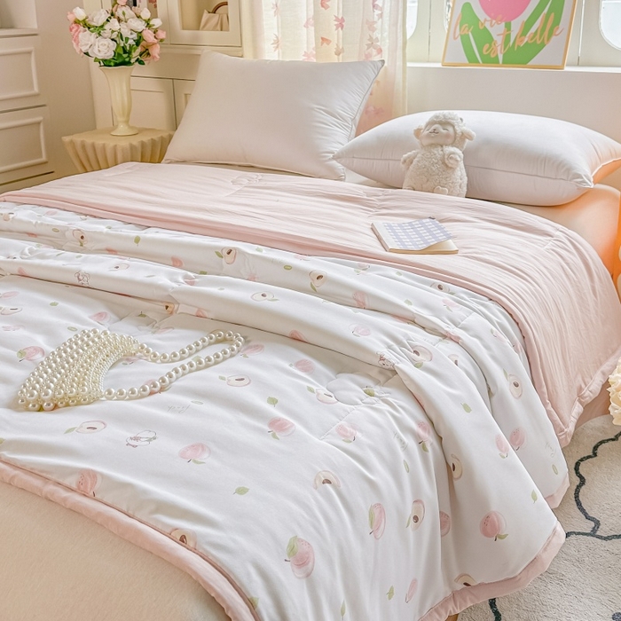 91家纺网 家纺一手货源 找家纺 爱宝被业 2026新款A类水洗棉新疆棉花夏被夏凉被 蜜桃乌龙