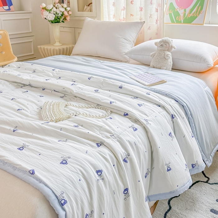 91家纺网 家纺一手货源 找家纺 爱宝被业 2026新款A类水洗棉新疆棉花夏被夏凉被 心愿熊