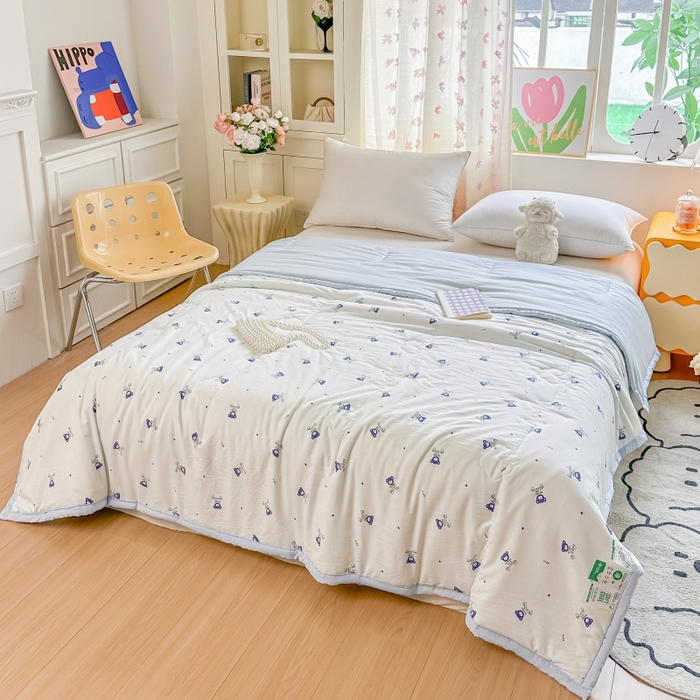 91家纺网 家纺一手货源 找家纺 爱宝被业 2026新款A类水洗棉新疆棉花夏被夏凉被 心愿熊