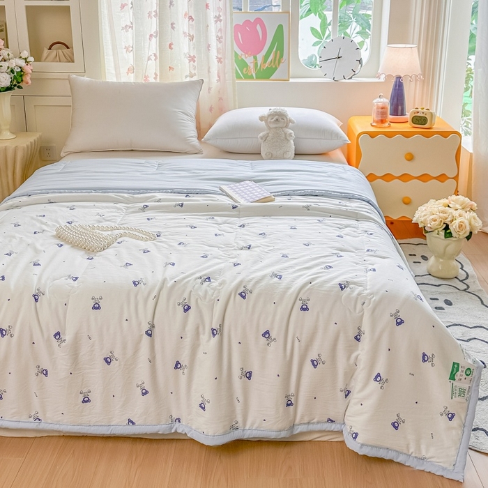 91家纺网 家纺一手货源 找家纺 爱宝被业 2026新款A类水洗棉新疆棉花夏被夏凉被 心愿熊