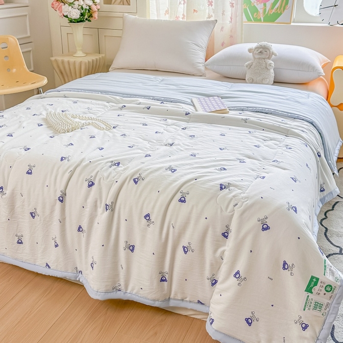 91家纺网 家纺一手货源 找家纺 爱宝被业 2026新款A类水洗棉新疆棉花夏被夏凉被 心愿熊