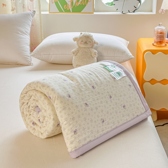 91家纺网 家纺一手货源 找家纺 爱宝被业 2026新款A类水洗棉新疆棉花夏被夏凉被 雅昔紫