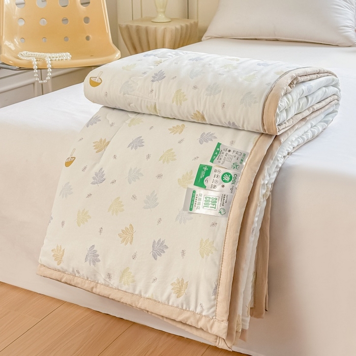 91家纺网 家纺一手货源 找家纺 爱宝被业 2026新款A类水洗棉新疆棉花夏被夏凉被 叶知秋