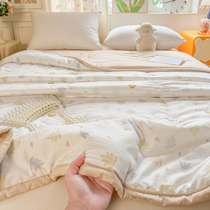 91家纺网 家纺一手货源 找家纺 爱宝被业 2026新款A类水洗棉新疆棉花夏被夏凉被 叶知秋