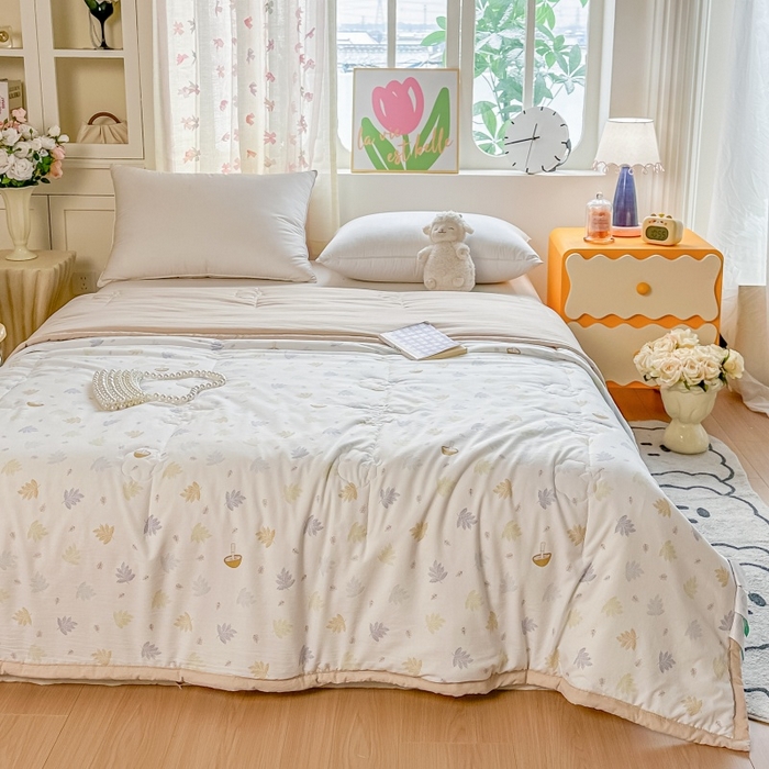 91家纺网 家纺一手货源 找家纺 爱宝被业 2026新款A类水洗棉新疆棉花夏被夏凉被 叶知秋