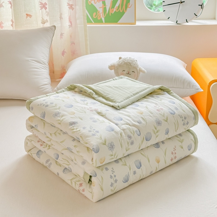 爱宝被业 2026新款A类水洗棉新疆棉花夏被夏凉被 郁金香蓝