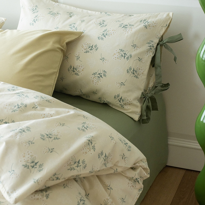 91家纺网 家纺一手货源 找家纺 （总）绫韵家纺 2026新款13372全棉ins小碎花纯棉田园风床单床笠四件套系绳蝴蝶结系列二