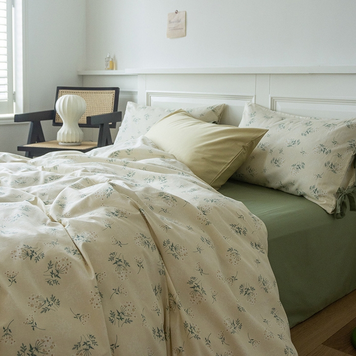 91家纺网 家纺一手货源 找家纺 （总）绫韵家纺 2026新款13372全棉ins小碎花纯棉田园风床单床笠四件套系绳蝴蝶结系列二