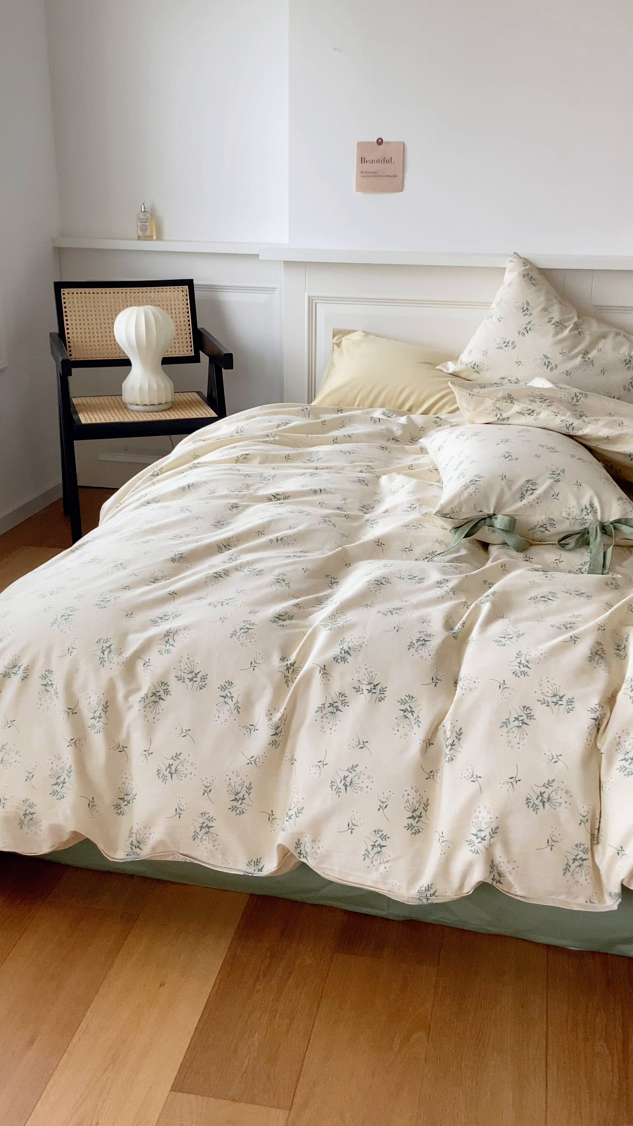 91家纺网 家纺一手货源 找家纺 （总）绫韵家纺 2026新款13372全棉ins小碎花纯棉田园风床单床笠四件套系绳蝴蝶结系列二