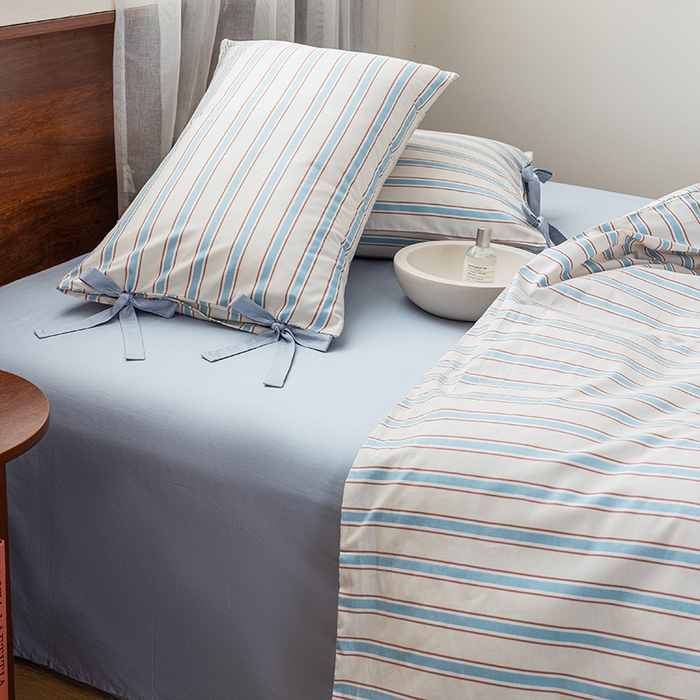 91家纺网 家纺一手货源 找家纺 绫韵家纺 2026新款13372全棉ins小碎花纯棉田园风床单床笠四件套系绳蝴蝶结系列二 布洛尔