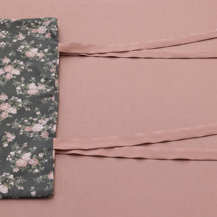 91家纺网 家纺一手货源 找家纺 绫韵家纺 2026新款13372全棉ins小碎花纯棉田园风床单床笠四件套系绳蝴蝶结系列二 白兰地