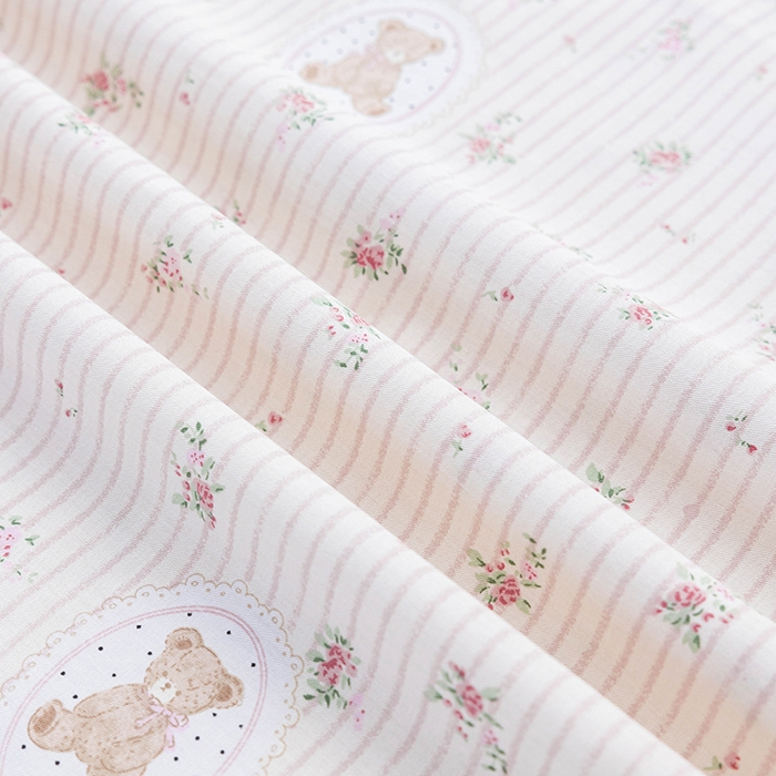 91家纺网 家纺一手货源 找家纺 绫韵家纺 2026新款13372全棉ins小碎花纯棉田园风床单床笠四件套系绳蝴蝶结系列二 碎花小熊