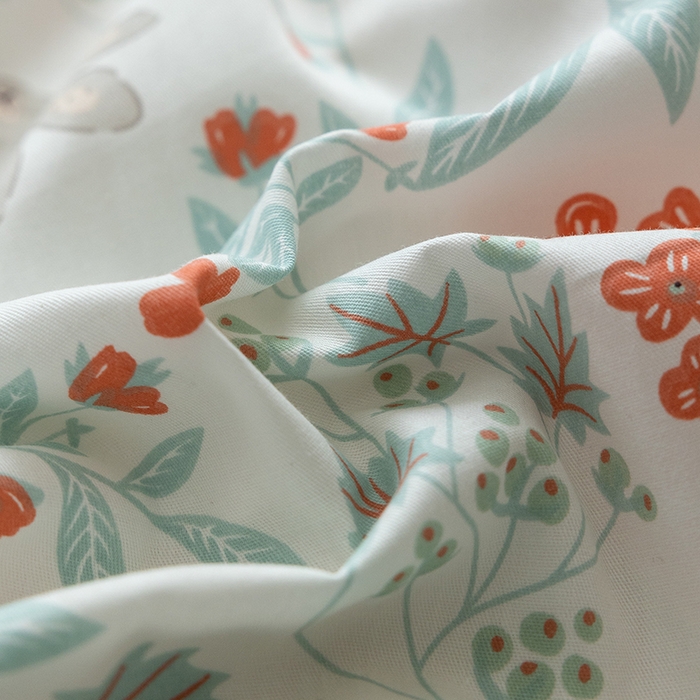 91家纺网 家纺一手货源 找家纺 绫韵家纺 2026新款13372全棉ins小碎花纯棉田园风床单床笠四件套系绳蝴蝶结系列二 小花兔-海棠红