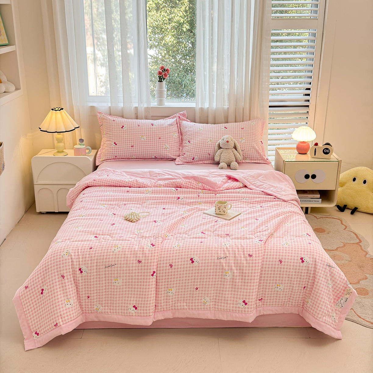 91家纺网 家纺一手货源 找家纺 2026新款A类新疆棉花夏凉被加宽包边水洗棉卡通印花吸湿透气棉花夏被空调被 凌香 格林童话