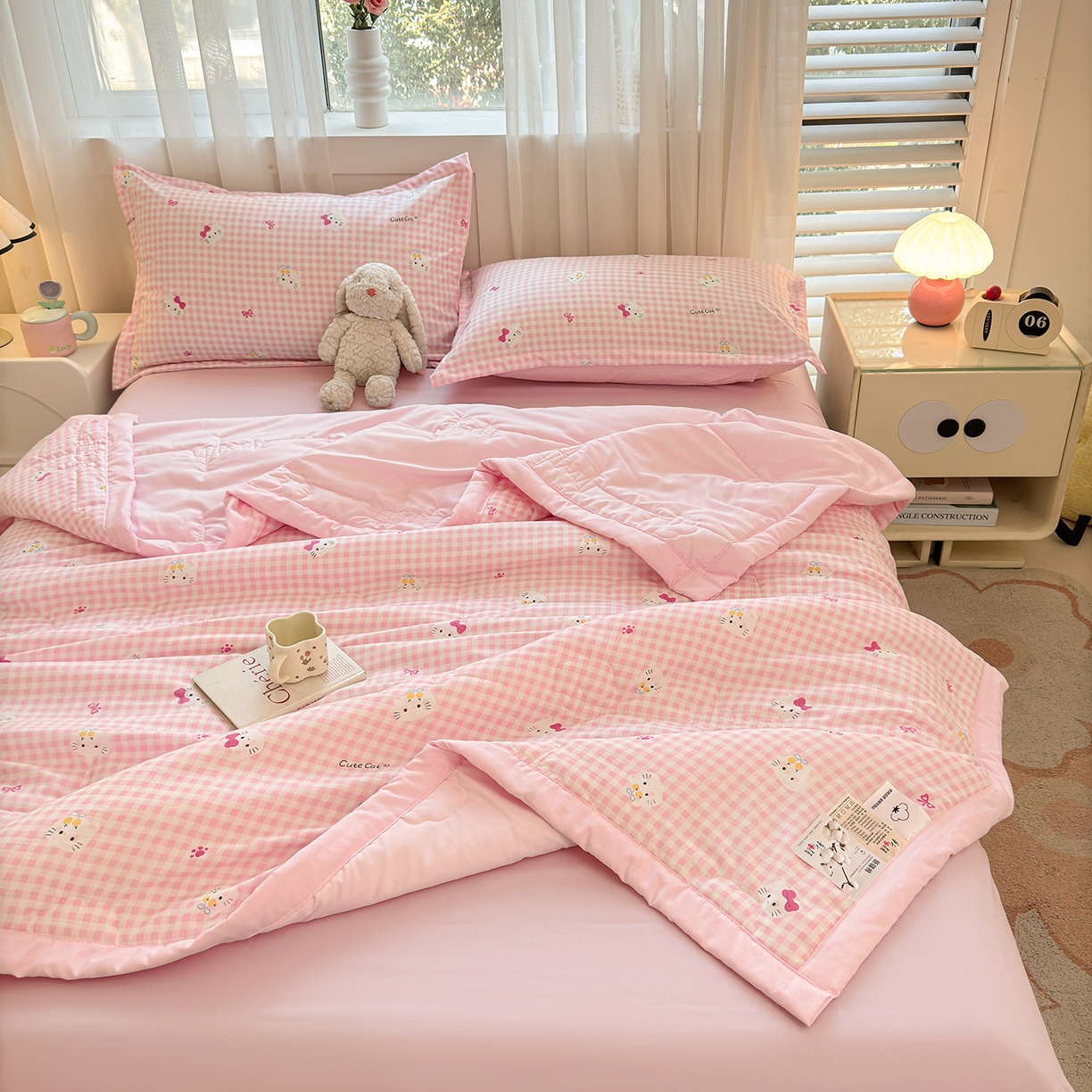 91家纺网 家纺一手货源 找家纺 2026新款A类新疆棉花夏凉被加宽包边水洗棉卡通印花吸湿透气棉花夏被空调被 凌香 格林童话