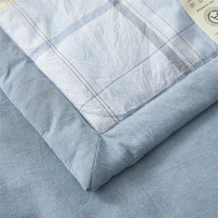 91家纺网 家纺一手货源 找家纺 2026新款A类里外全棉夏凉被100%新疆棉纯棉全棉填充无印格子款空调被全棉夏被 里外全棉-简蓝格