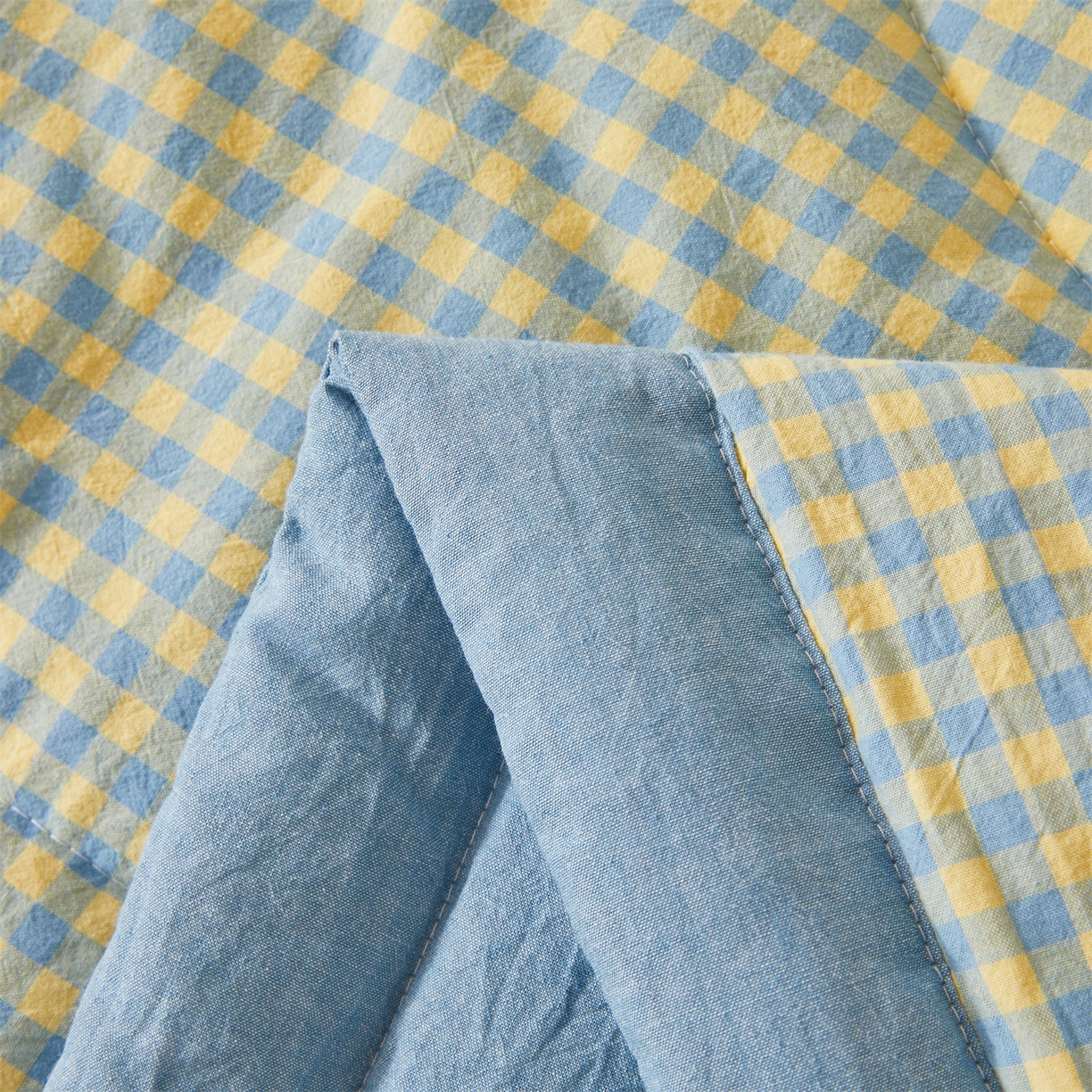 91家纺网 家纺一手货源 找家纺 2026新款A类里外全棉夏凉被100%新疆棉纯棉全棉填充无印格子款空调被全棉夏被 里外全棉-蓝橙小格