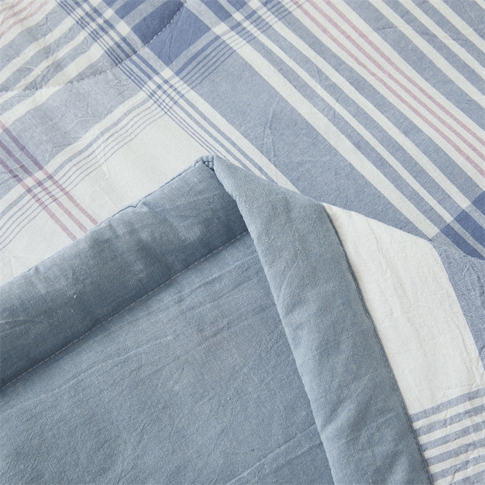 91家纺网 家纺一手货源 找家纺 2026新款A类里外全棉夏凉被100%新疆棉纯棉全棉填充无印格子款空调被全棉夏被 里外全棉-蓝调格