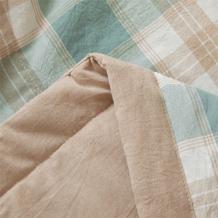 91家纺网 家纺一手货源 找家纺 2026新款A类里外全棉夏凉被100%新疆棉纯棉全棉填充无印格子款空调被全棉夏被 里外全棉-绿咖格