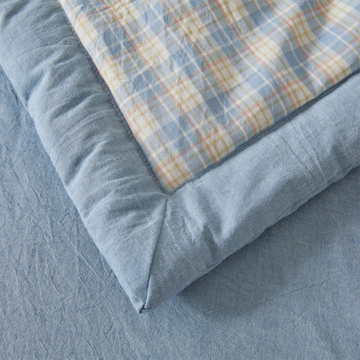 91家纺网 家纺一手货源 找家纺 2026新款A类里外全棉夏凉被100%新疆棉纯棉全棉填充无印格子款空调被全棉夏被 里外全棉-麦田 蓝格