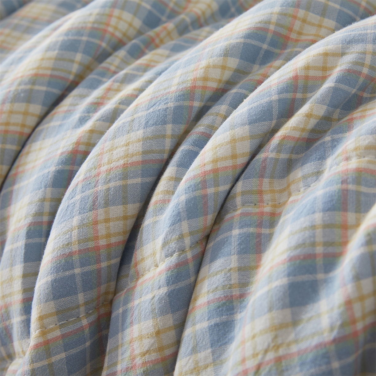 91家纺网 家纺一手货源 找家纺 2026新款A类里外全棉夏凉被100%新疆棉纯棉全棉填充无印格子款空调被全棉夏被 里外全棉-麦田 蓝格