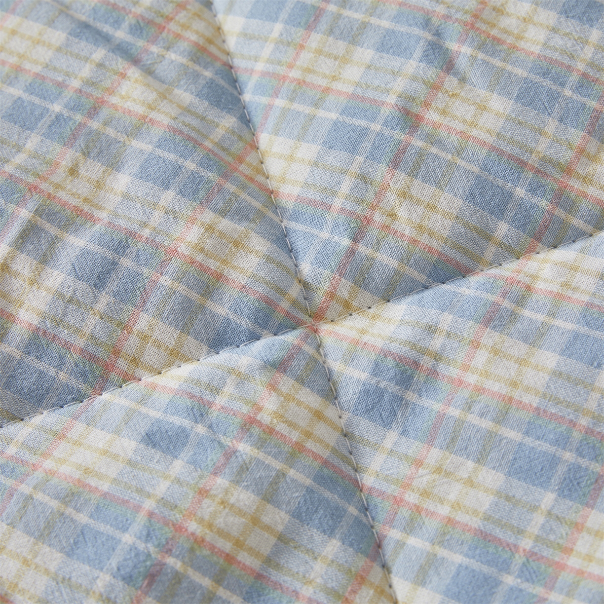 91家纺网 家纺一手货源 找家纺 2026新款A类里外全棉夏凉被100%新疆棉纯棉全棉填充无印格子款空调被全棉夏被 里外全棉-麦田 蓝格