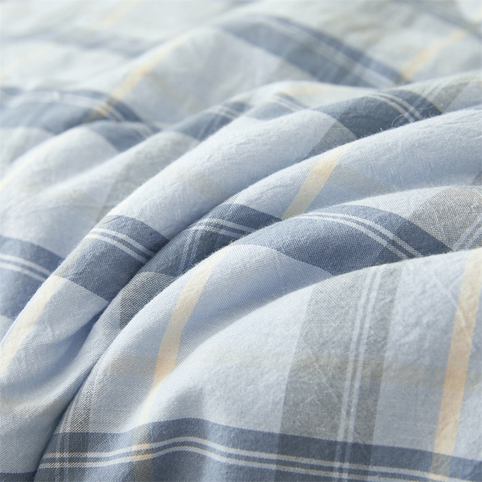 91家纺网 家纺一手货源 找家纺 2026新款A类里外全棉夏凉被100%新疆棉纯棉全棉填充无印格子款空调被全棉夏被 里外全棉-森蓝格