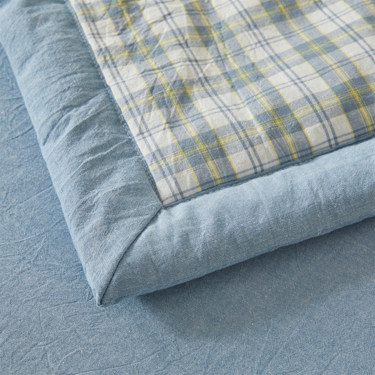 91家纺网 家纺一手货源 找家纺 2026新款A类里外全棉夏凉被100%新疆棉纯棉全棉填充无印格子款空调被全棉夏被 里外全棉-森屿 蓝格