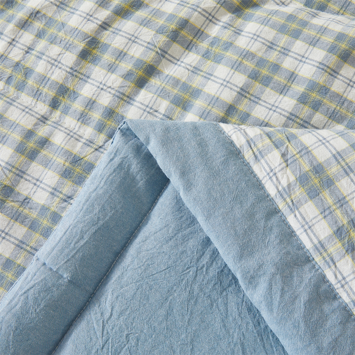 91家纺网 家纺一手货源 找家纺 2026新款A类里外全棉夏凉被100%新疆棉纯棉全棉填充无印格子款空调被全棉夏被 里外全棉-森屿 蓝格