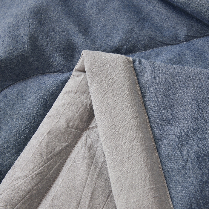 91家纺网 家纺一手货源 找家纺 2026新款A类里外全棉夏凉被100%新疆棉纯棉全棉填充无印格子款空调被全棉夏被 里外全棉-双拼蓝