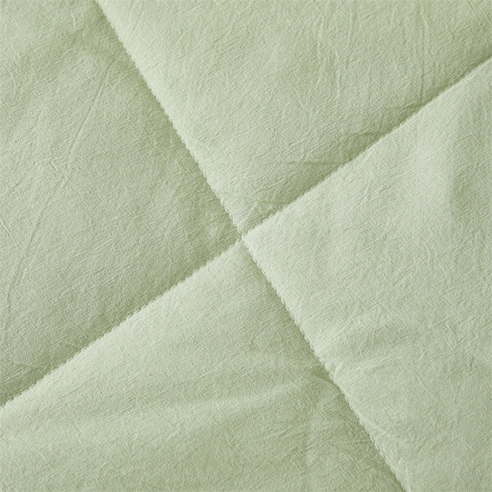 91家纺网 家纺一手货源 找家纺 2026新款A类里外全棉夏凉被100%新疆棉纯棉全棉填充无印格子款空调被全棉夏被 里外全棉-双拼绿