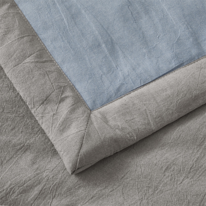 91家纺网 家纺一手货源 找家纺 2026新款A类里外全棉夏凉被100%新疆棉纯棉全棉填充无印格子款空调被全棉夏被 里外全棉-双拼浅蓝