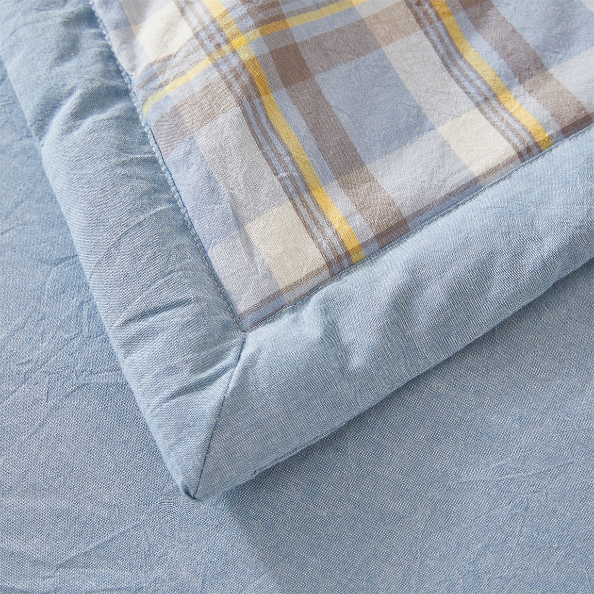 91家纺网 家纺一手货源 找家纺 2026新款A类里外全棉夏凉被100%新疆棉纯棉全棉填充无印格子款空调被全棉夏被 里外全棉-印象 蓝格